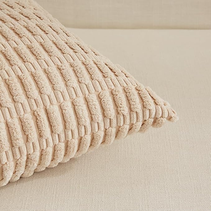 Fancy Homi 4 Packs Neutral Euro Decorative Throw Pillow Covers 28x28 Inch - Image 4