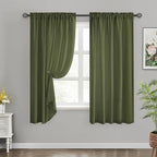 HOMEIDEAS Non-See-Through Olive Green Privacy Sheer Curtains, 52 X 63 Inches by HOMEIDEAS