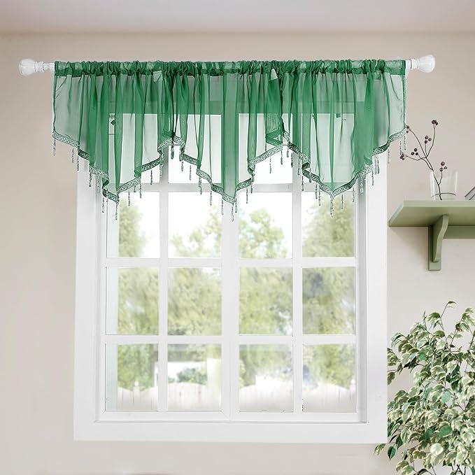 Molaxhome Swag Curtain 51 inch Length Rod Pocket Scalloped Curtain Valance by Molaxhome