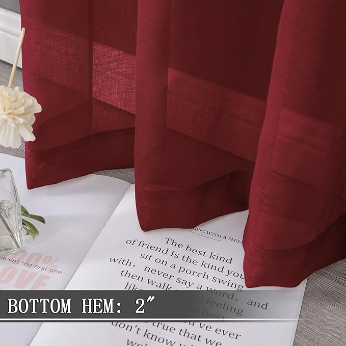Tollpiz Sheer Curtains Living Room Linen Textured Curtain Sheers Light - Image 4
