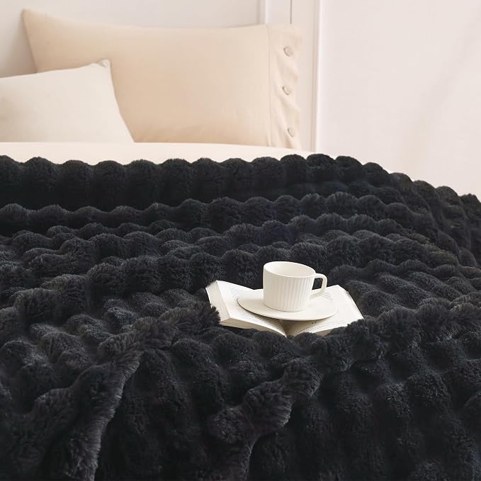 COOVA Faux Fur Throw Blanket for Couch, Cozy Soft and Fuzzy Plush Rabbit Fur - Image 3