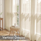 MIULEE Cream Sheer Curtains 63 Inches Long, 4 Panels Set, Light Filtering Rod - Image 5