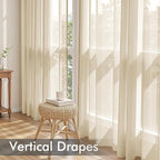 MIULEE Cream Sheer Curtains 102 Inches Long, 4 Panels Set, Light Filtering Rod - Image 5