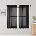 OWENIE Sheer Black Curtains 84 Inch Length 2 Panels Set by OWENIE