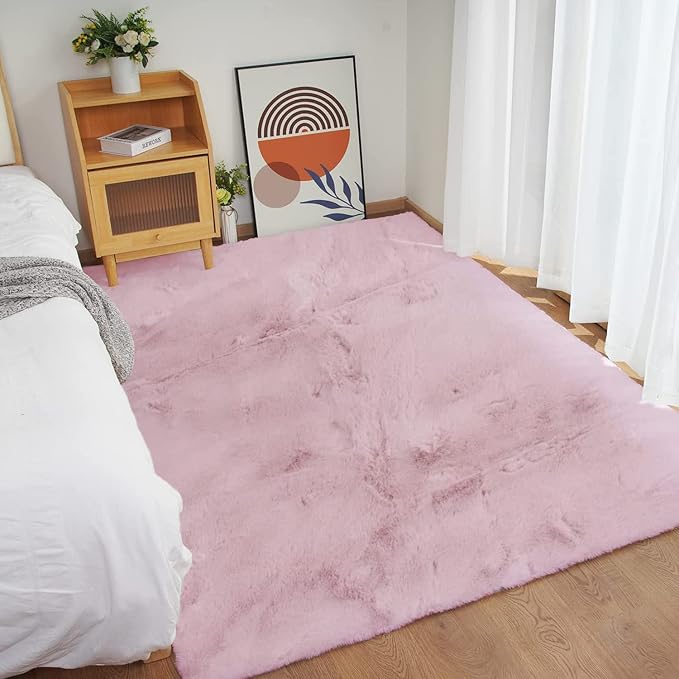 Ghouse Ultra Soft Faux Rabbit Fur Rug 4x6, Machine Washable Area Rugs - Image 2