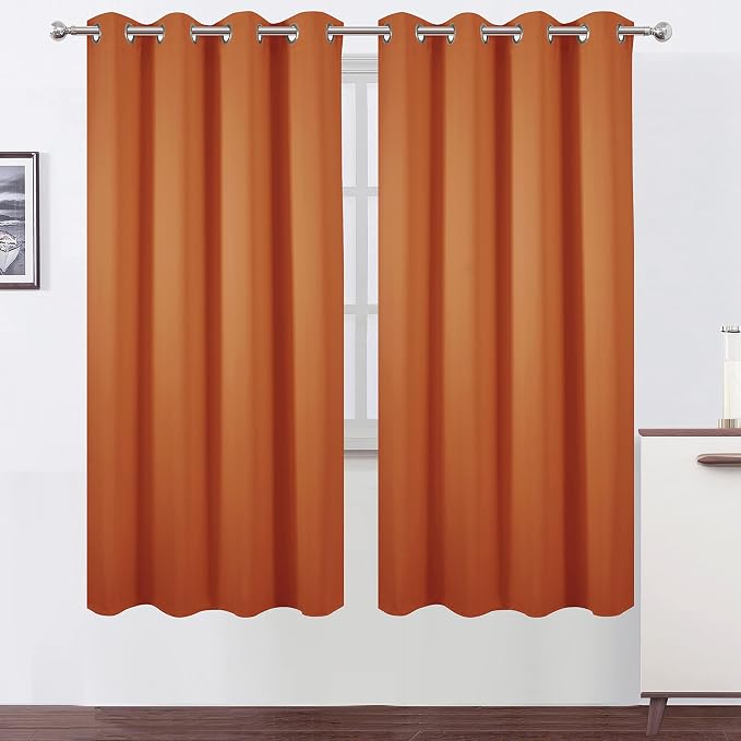 LEMOMO Orange Thermal Blackout Curtains/52 x 72 Inch/Set of 2 Panels Room by Lemomo