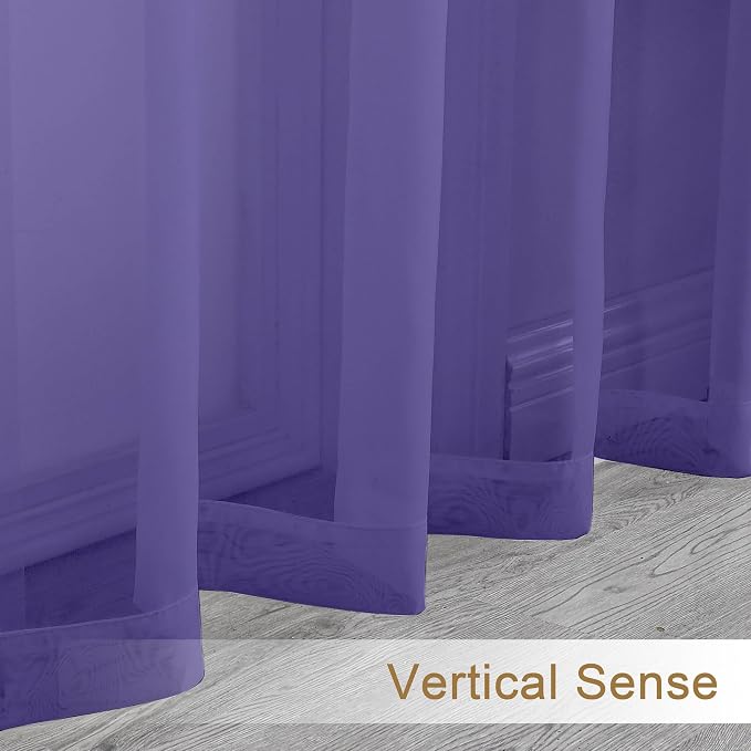 Chyhomenyc Purple Sheer Curtains 96 inches Long 2 Panels, Light Filtering Soft - Image 8
