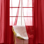 SpaceDresser Basic Rod Pocket Sheer Voile Window Curtain Panels Christmas Red 1 - Image 3