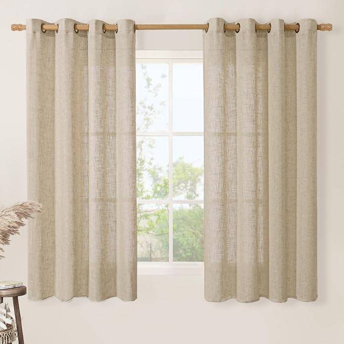 LAMIT Linen Blended Window Curtains 63 inch Length by LAMIT
