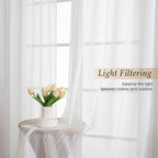 White Sheer Curtains 84 Inches Long 2 Panels Set - Image 2