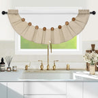 FRAMICS Farmhouse Valance Curtains, Boho Cotton Linen Kitchen Valance, Rustic - Image 2