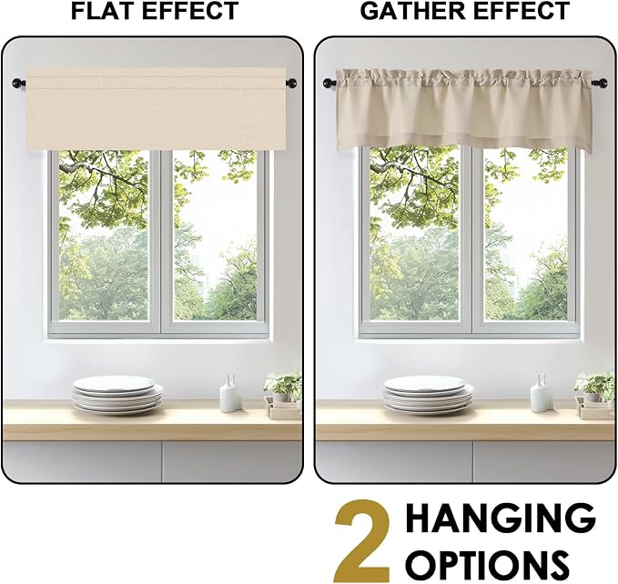 OWENIE Bob Valance Curtains 18 Inch Length 1 Piece, Faux Linen Slub Solid Linen - Image 5