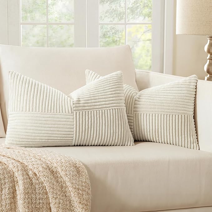 MIULEE Beige Decorative Lumbar Throw Pillow Covers 14x24 Inch by MIULEE