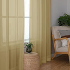 OWENIE Gold Sheer Curtains 78 Inch Length 2 Panels Set, Light Filtering Voile - Image 3