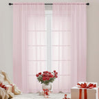 OWEINE Sheer Curtains 84 Inches Long 2 Panels Set, Rod Pocket Fimly Voile Solid by OWENIE