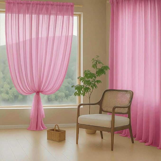 Sheer Curtains 63 Inch Length 2 Panels, Voile Sheer Curtain - Image 8