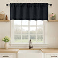 OVZME Black Valance for Windows, Light Filtering Faux Linen Textured Small by OVZME