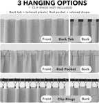 Deconovo Blackout Curtains, Thermal Insulated, W52 x L45 2 Panels, Back Tab - Image 2