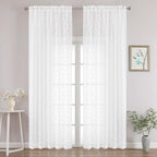 Chyhomenyc White Sheer Curtains 96 Inch Length 2 Panels Set, Light Filtering by Chyhomenyc