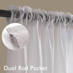 MIULEE Greyish Lilac Sheer Curtains 63 Inches Long, 4 Panels Set, Rod Pocket - Image 3