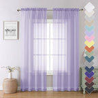 Lecloud Light Purple Sheer Curtains 84 Inches Long 2 Panels, Double Rod Pocket by Lecloud
