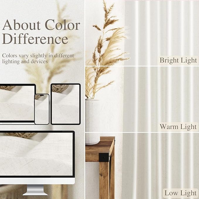 Nanspring 54 Inch Linen Curtains - Image 3