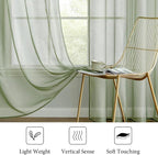 MIULEE 2 Panels Sage Green Sheer Curtains 84 inches Long Window Curtains Rod - Image 4