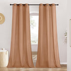 NICETOWN Linen Burnt Orange Window Curtains 84 inches Long, Grommet Thick Linen by NICETOWN