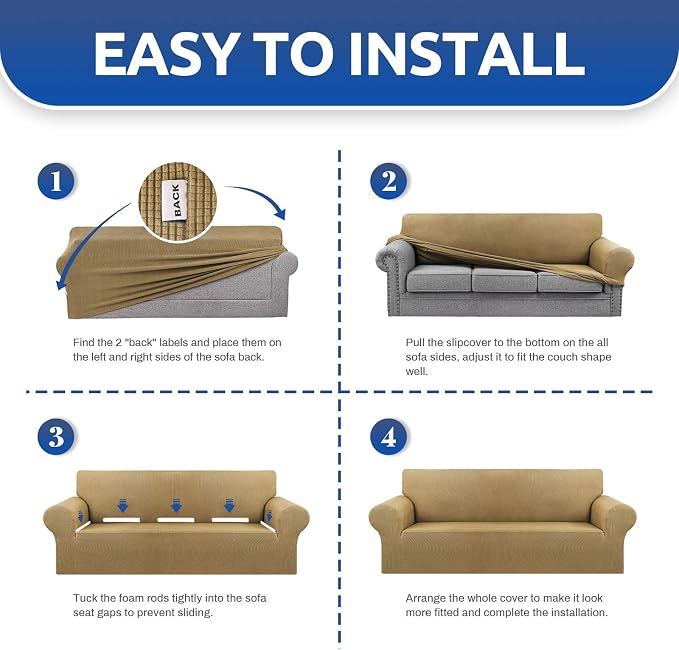 KEKUOU Stretch Oversized Sofa Slipcover 1 Piece Couch Sofa Cover Furniture - Image 5