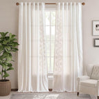 jinchan Belrose Linen Curtains for Bedroom Floral Curtains 96 Inch Length Linen - Image 2