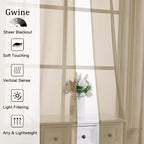 Gwine Taupe Sheer Curtains 84 Inches Long 2 Panels Set - Image 2
