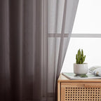 Aiyufeng Chocolate Brown Sheer Curtains 84 Inches Long 2 Panels, Solid Voile - Image 5