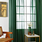 SpaceDresser Basic Rod Pocket Sheer Voile Window Curtain Panels Foliage Green 1 - Image 5