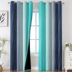 Estelar Textiler Navy Blue and Teal Ombre Blackout Curtains 90 Inches Long 2 by ESTELARTEXTILER