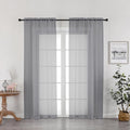 OWENIE Grey Sheer Curtains 72 Inches Long 2 Panels, Transparent Voile Sheer by OWENIE
