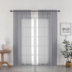 OWENIE Grey Sheer Curtains 72 Inches Long 2 Panels, Transparent Voile Sheer by OWENIE