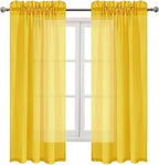 DWCN Yellow Sheer Curtains Semi Transparent Voile Rod Pocket Curtains - Image 9