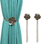 Lewondr Magnetic Curtain Tiebacks, Vintage Curtain Holdbacks, Resin Flower - Image 8