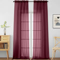Burgundy Sheer Curtains 120 Inches Long 2 Panels, Extra Long Light Filtering by Home