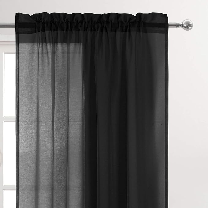 DWCN Sheer Curtains Semi Transparent Voile Rod Pocket Curtains - Image 2
