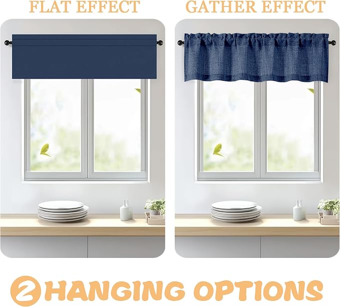 OWENIE Navy Blue Valances for Windows 1 Pcs 24 Inch Length, Light Filtering - Image 4