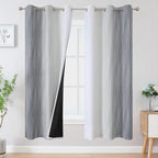 Estelar Textiler Full Room Darkening Greyish White and Grey Blackout Curtains by ESTELARTEXTILER