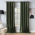 MIULEE Velvet Curtains Olive Green Elegant Grommet Thermal Insulated Soundproof by MIULEE