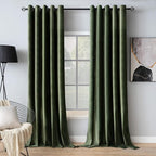MIULEE Velvet Curtains Olive Green Elegant Grommet Thermal Insulated Soundproof by MIULEE