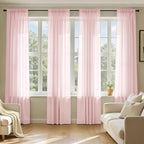 MIULEE Blush Pink Sheer Curtains 108 Inches Long, 4 Panels Set, Light Filtering by MIULEE