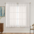 OVZME Ivory Sheer Curtains 63 Inches Long 2 Panels Set, Light Filtering Sheer by OVZME