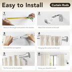 IFELS Heavy Duty Curtain Rods for Windows 72 to 144 Inch, 1 Inch Silver Curtain - Image 8