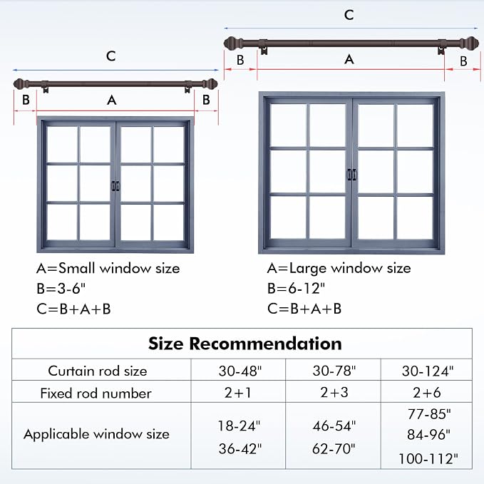 Curtain Rods for Windows 36-78 inch, 5/8 inch Bronze Curtain Rod - Image 3
