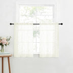 OWENIE Furman Cafe Curtains 45 Inch Length 2 Panels Set, Elegant Geometric - Image 3