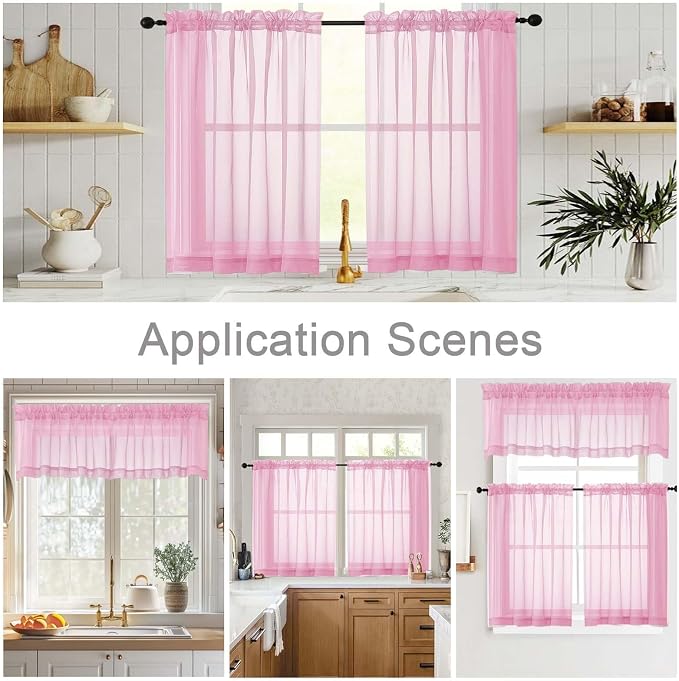 Cafe Curtains 36 Inch Length Tier 2 Pieces, Modern Soft Airy Sheer Kitchen - Image 6